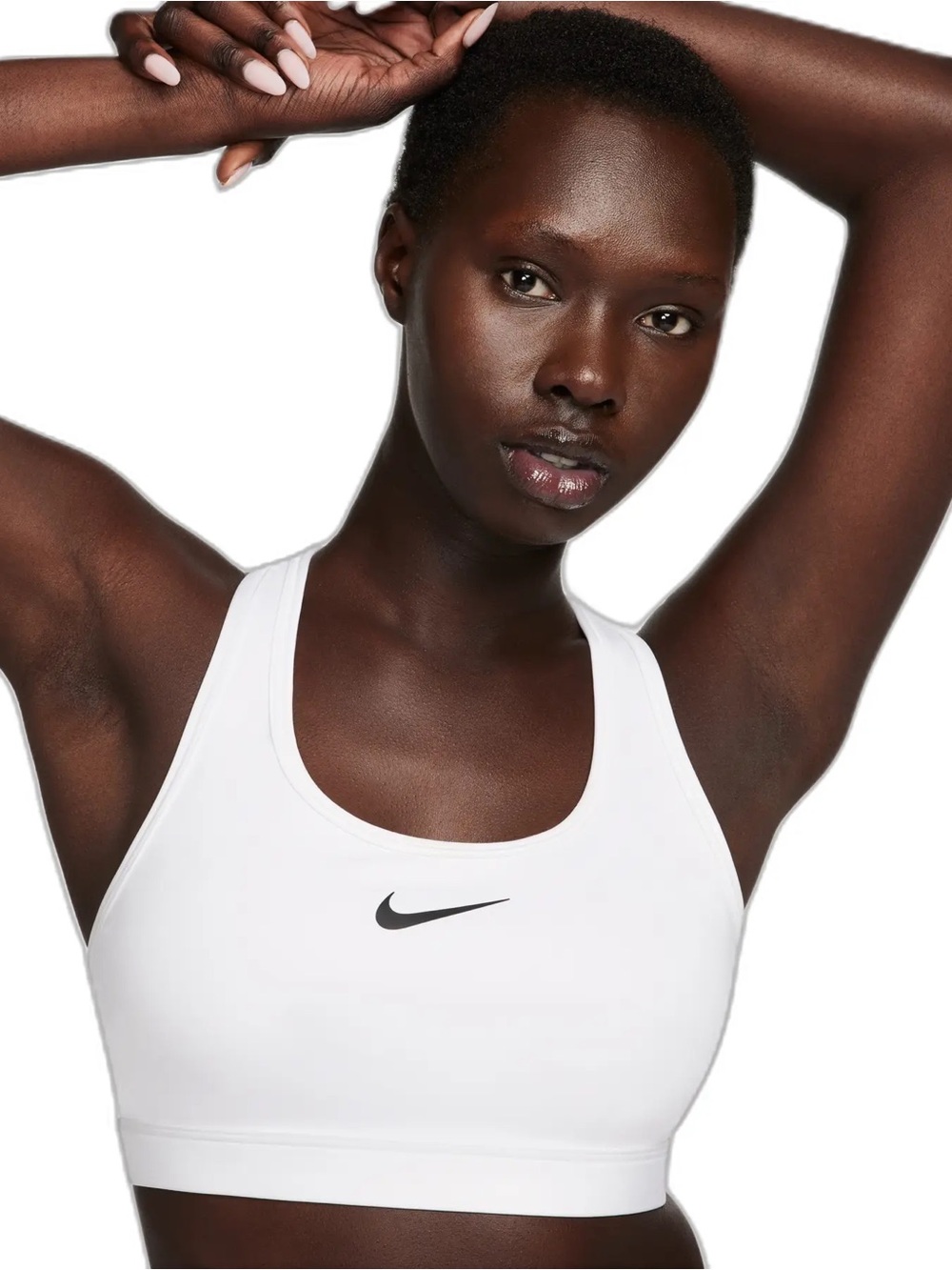 Nike White Logo Racerback Medium-Support Sports Bra